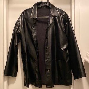 SHEIN Button Front Faux Leather Shirt Jacket XS